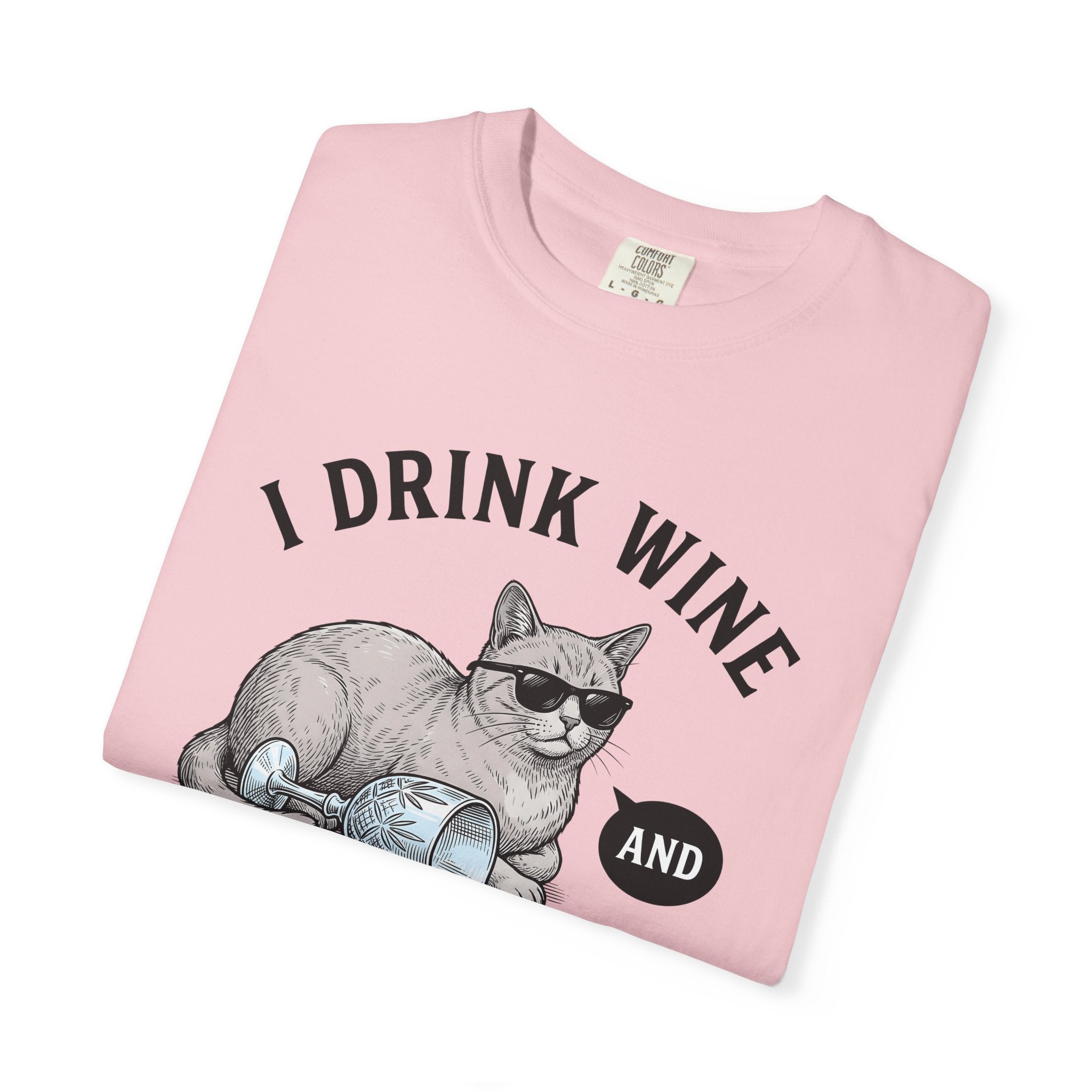 Cat Sunglasses Shirt Cat Humor Gift Women Vintage Tee Cool Cat T-Shirt Cat Fan Retro Tshirt Funny Graphic Hand Drawn Wine Glass Tshirt