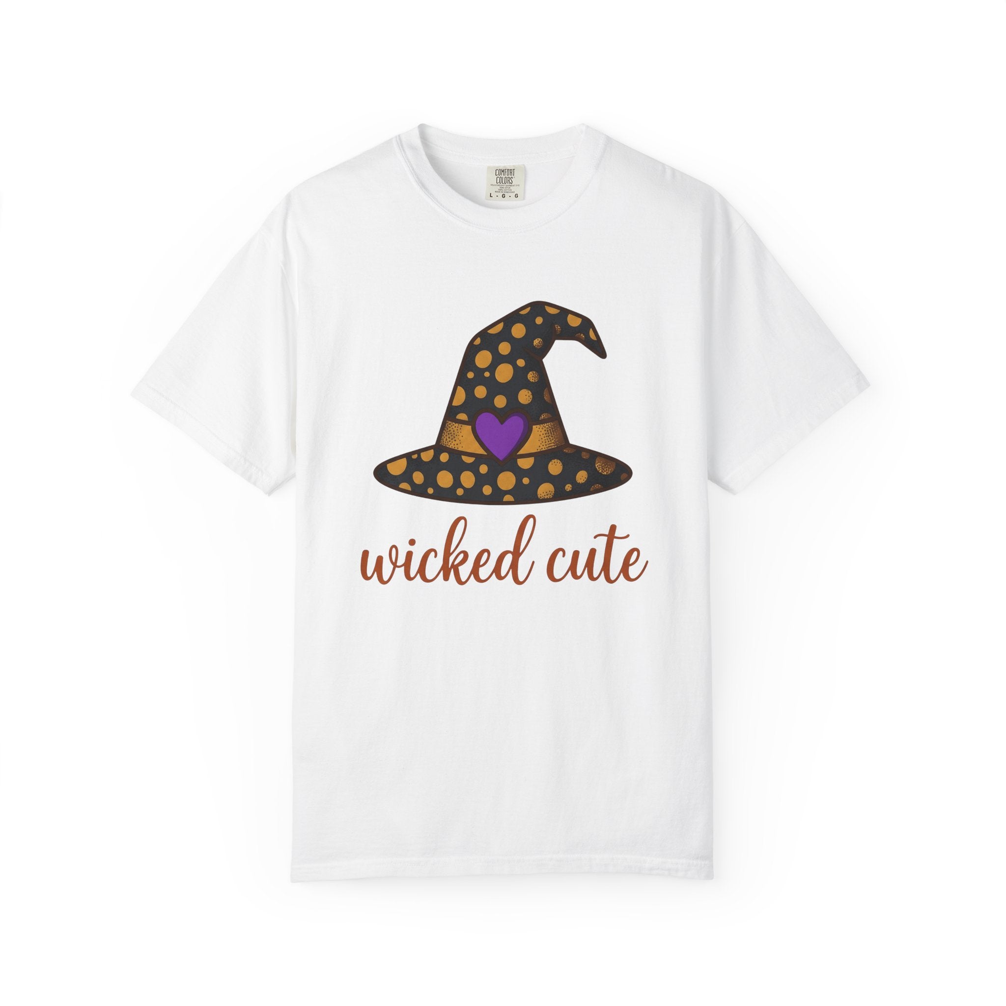 Witch Hat Shirt Halloween Enchantment Gift Women Playful Tee Pointy Hat T-Shirt Spooky Fan Whimsical Tshirt Magical Graphic Storybook Heart
