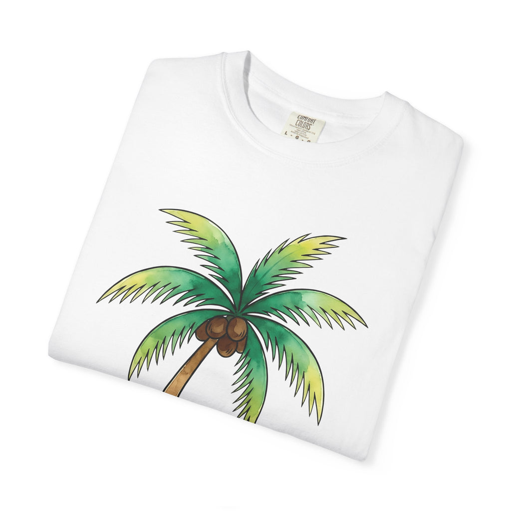 Palm Leaf Shirt Tropical Beach Gift Women Watercolor Tee Frond T-Shirt Island Fan Watercolour Tshirt Coastal Graphic Sketch Coconut Fruit