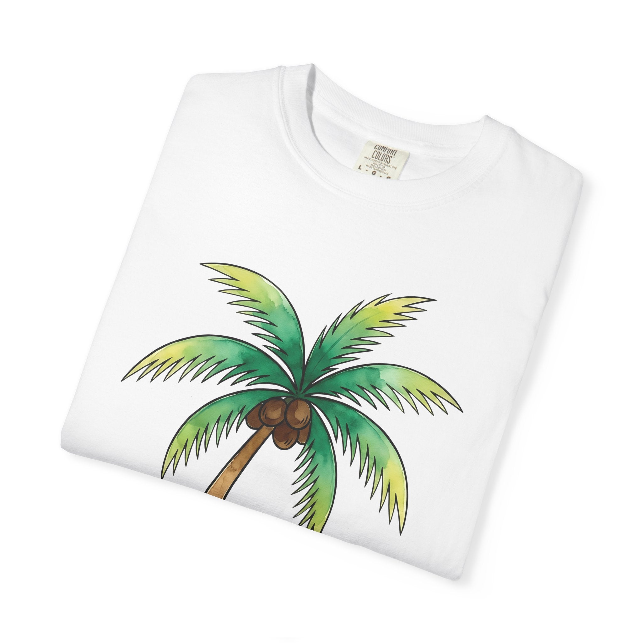 Palm Leaf Shirt Tropical Beach Gift Women Watercolor Tee Frond T-Shirt Island Fan Watercolour Tshirt Coastal Graphic Sketch Coconut Fruit