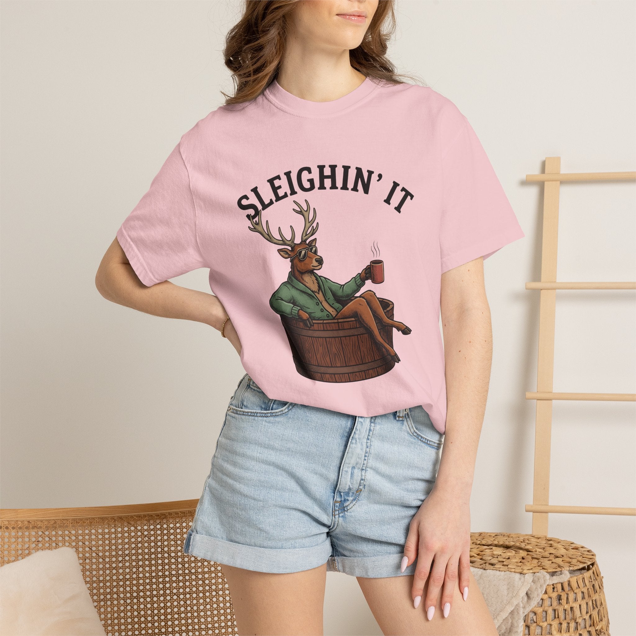 Stag Jacuzzi Shirt Holiday Noel Gift Women Retro Tee Deer T-Shirt Vacation Fan Buck Tshirt Christmas Graphic Vintage Cup Tshirt