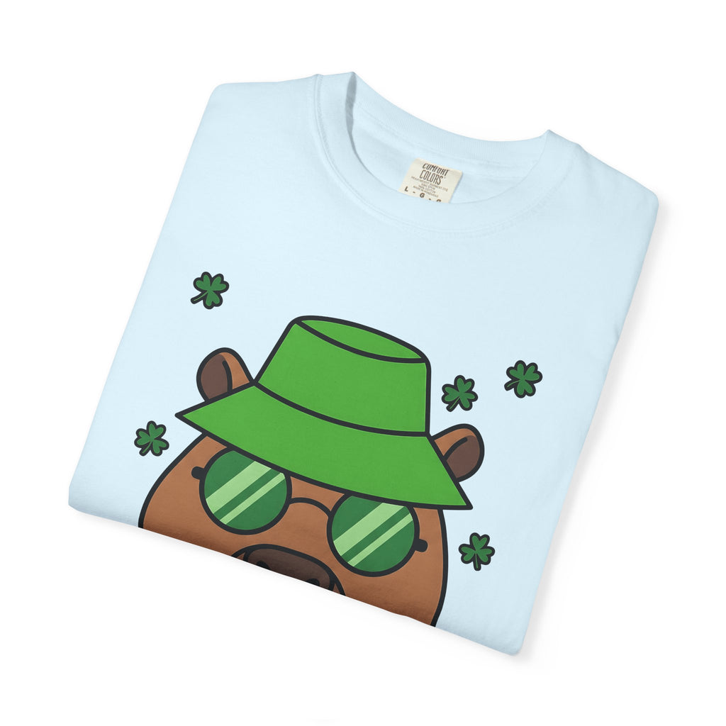 Capybara Shirt St Patrick's Day Critters Gift Women Caricature Tee Rodent T-Shirt Luck Enthusiast Cartoon Tshirt Animal Graphic Line Art