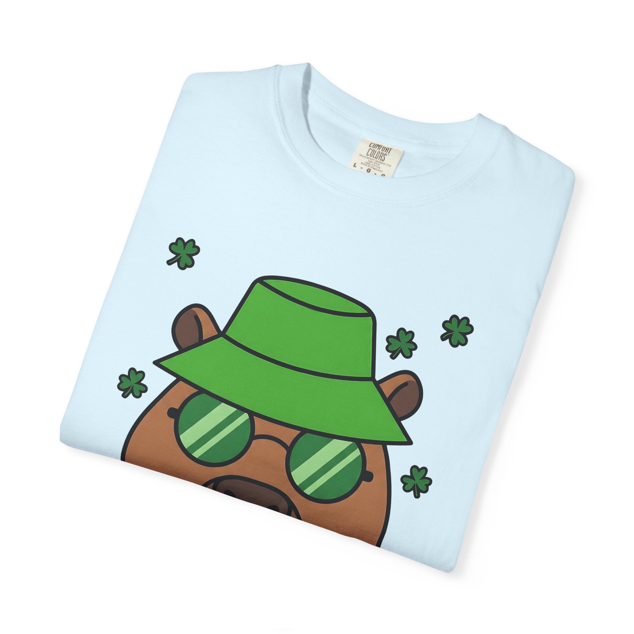 Capybara Shirt St Patrick's Day Critters Gift Women Caricature Tee Rodent T-Shirt Luck Enthusiast Cartoon Tshirt Animal Graphic Line Art