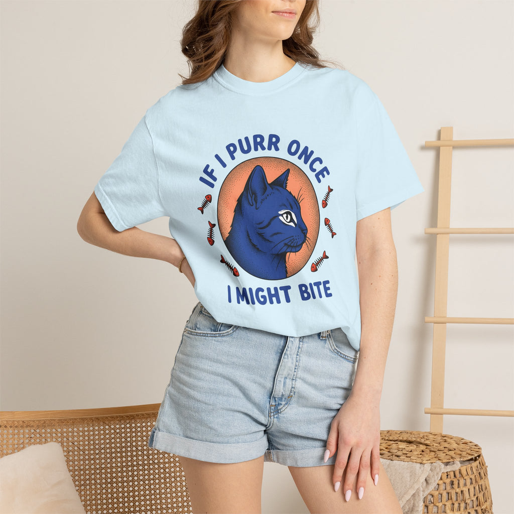 Blue Feline Artwork Shirt Cat Comedy Gift Women Colorful Tee Cat T-Shirt Cat Fan Fancy Tshirt Humor Graphic Classic Fish Spine Tshirt