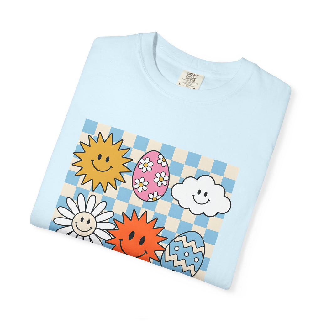 Smiley Faces Shirt Easter Spring Gift Women Cartoon Tee Emoticon T-Shirt Easter Fan Comic Tshirt Spring Design Retro Easter Eggs Tshirt