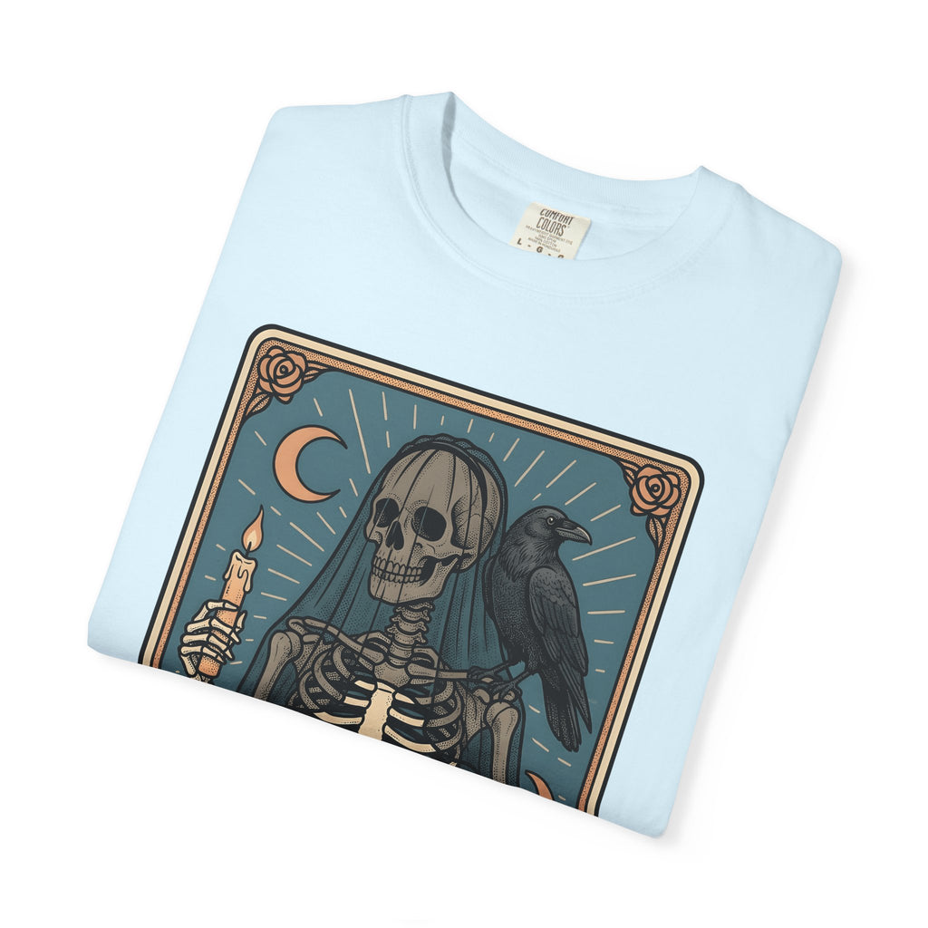 Skull Tarot Card Shirt Gothic Mysticism Gift Women Dark Tee Tarot T-Shirt Goth Fan Occult Graphic Tshirt Retro Crow Tshirt