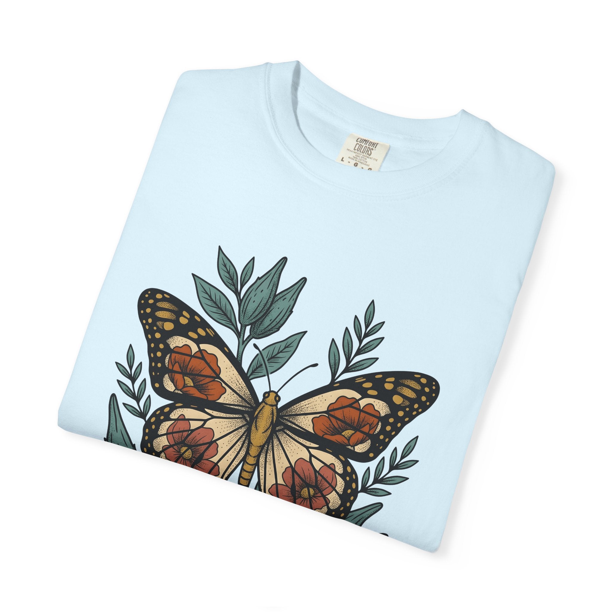 Butterfly Floral Shirt Easter Nature Gift Women Boho Tee Butterfly T-Shirt Spring Fan Floral Graphic Vintage Leaves Tshirt