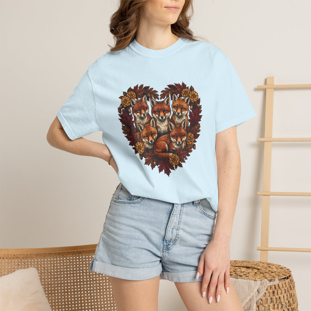 Fox Clan Shirt St. Valentine's Day Fauna Gift Women Nature Tee Fox T-Shirt Valentine Fan Naturalistic Tshirt Wildlife Graphic Antique Heart