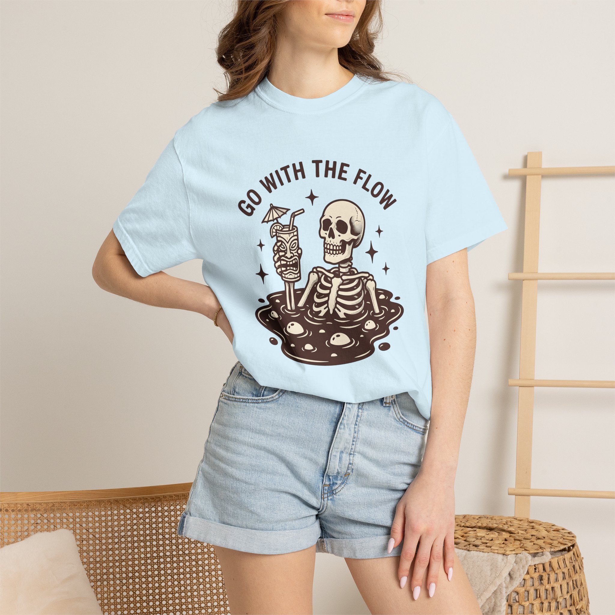 Skeleton Water Shirt Skeleton Horror Gift Women Old-Fashioned Tee Hydration T-Shirt Bone Fan Retro Tshirt Scary Graphic Nostalgic Beverage