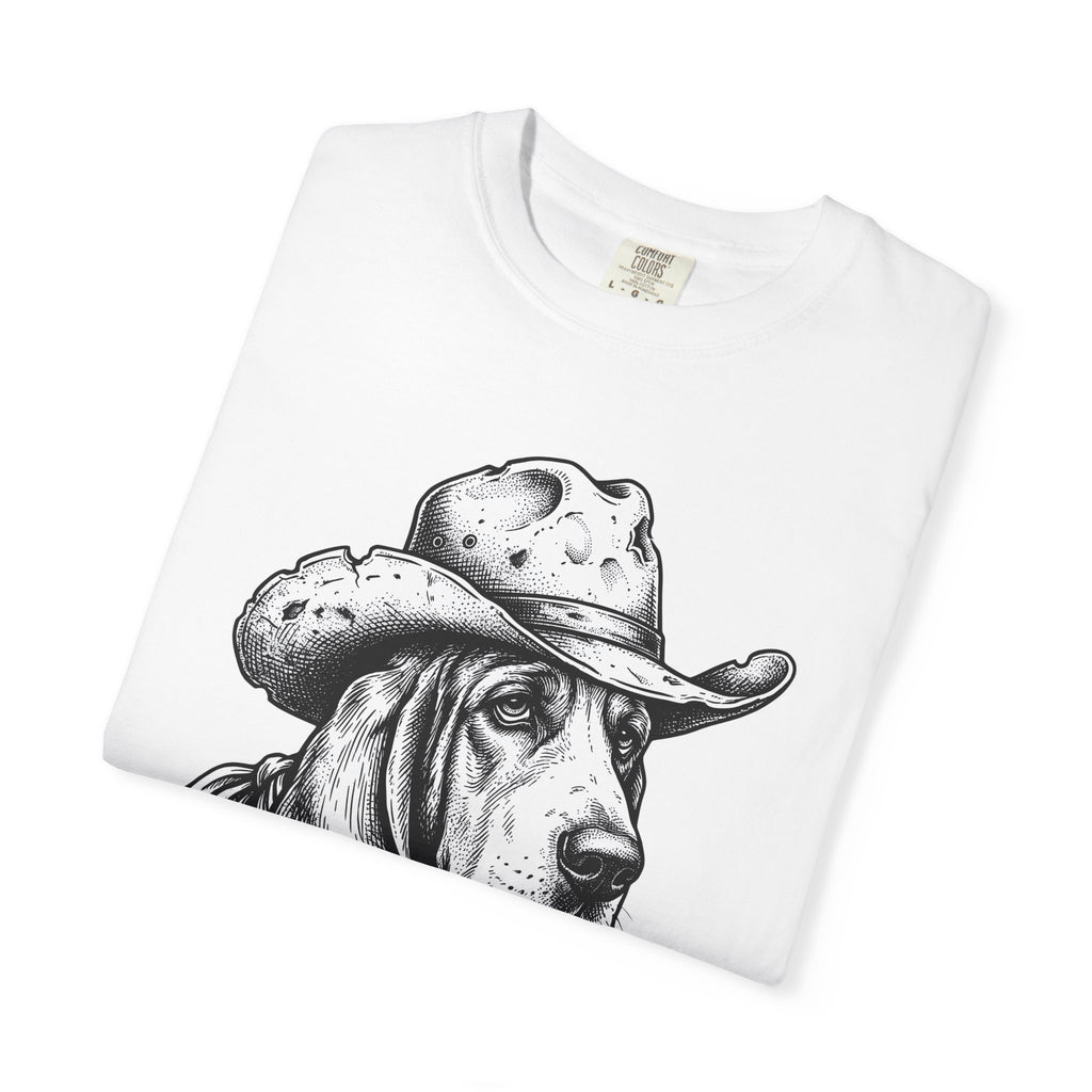 Basset Hound Western Shirt Dog Cowboys Gift Women Sketch Tee Hound T-Shirt Dog Fan Drawing Graphic Tshirt Retro Neckerchief Tshirt