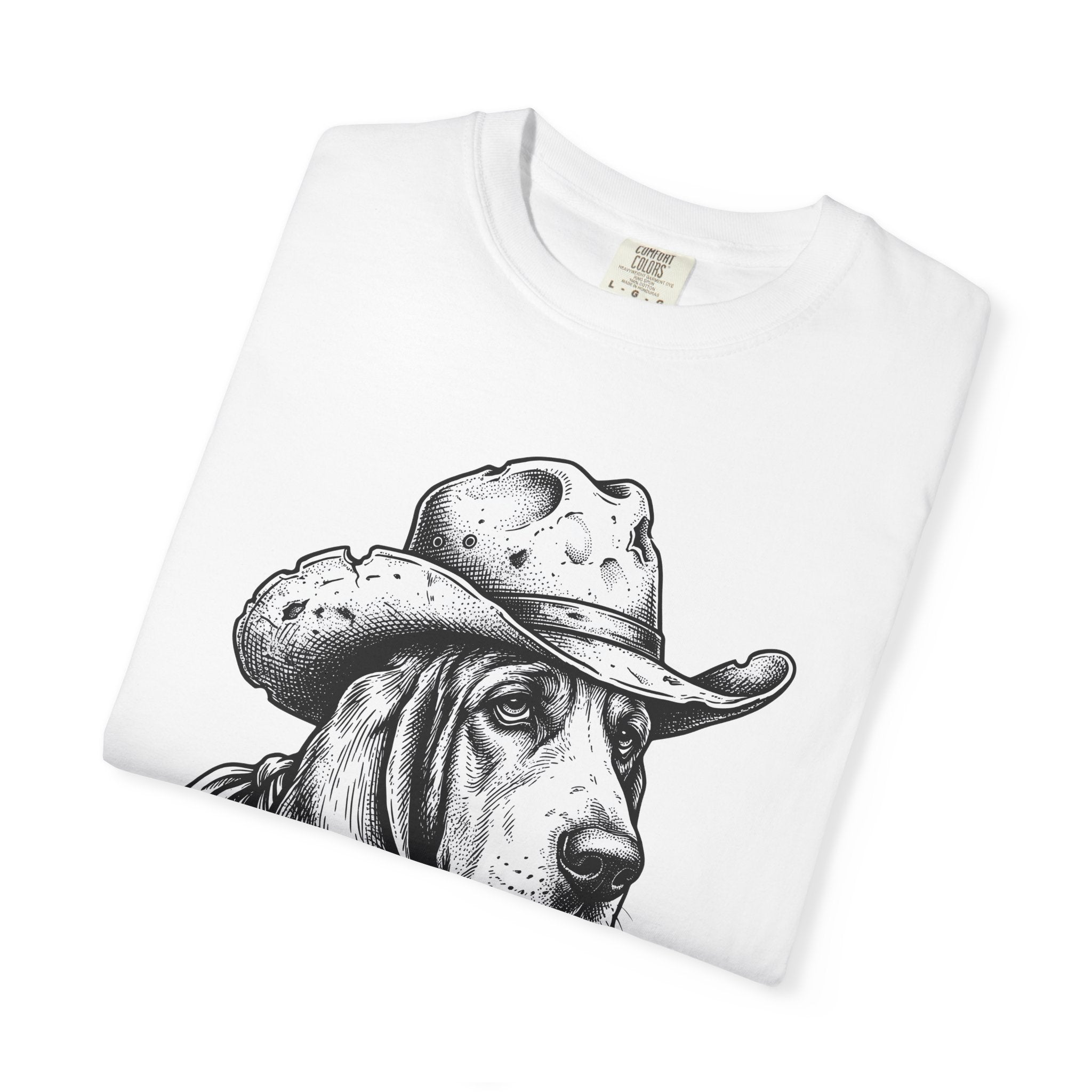 Basset Hound Western Shirt Dog Cowboys Gift Women Sketch Tee Hound T-Shirt Dog Fan Drawing Graphic Tshirt Retro Neckerchief Tshirt