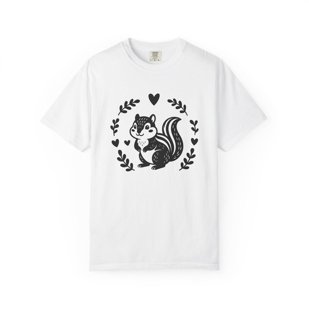 Chipmunk Art Shirt Animals Environment Gift Women Whimsical Tee Squirrel T-Shirt Wildlife Fan Rodent Tshirt Eco Graphic Outline Love Heart