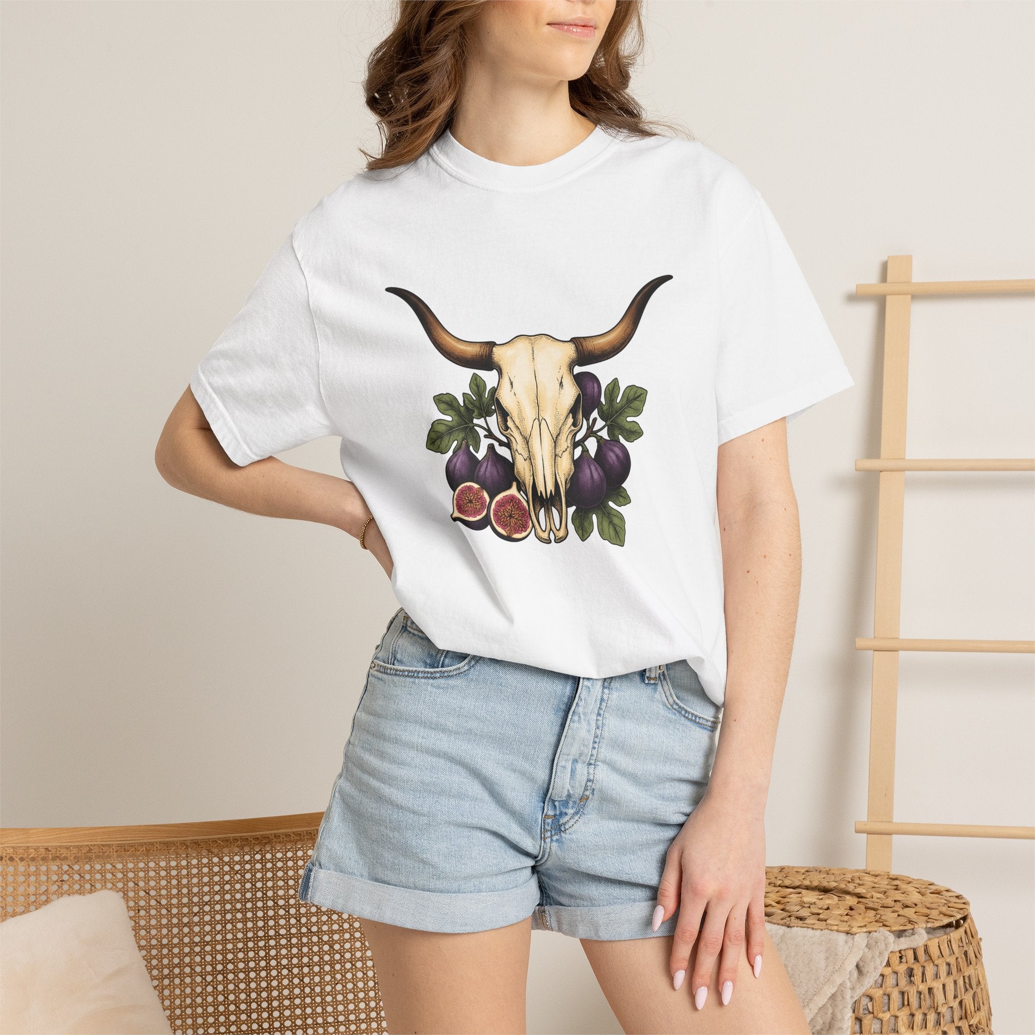 Cattle Skull Shirt Cowgirl Country Gift Women Native Tee Cow Skull T-Shirt Rodeo Fan Western Tshirt Rural Graphic Sketch Fruit Tshirt
