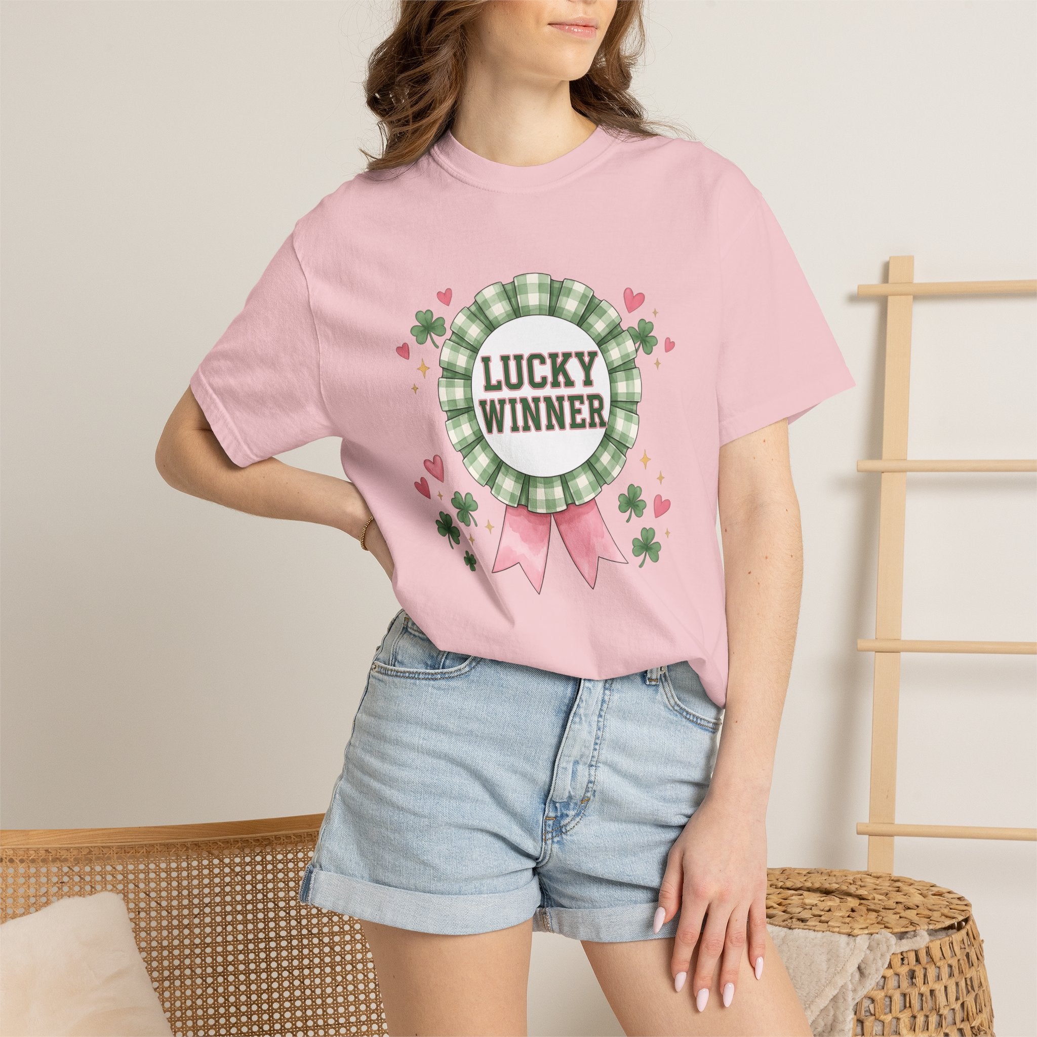 Prize Ribbon Shirt St Patrick's Day Charm Gift Women Hand Painted Tee Rosette T-Shirt Lucky Fan Hand Drawn Tshirt Allure Graphic Retro