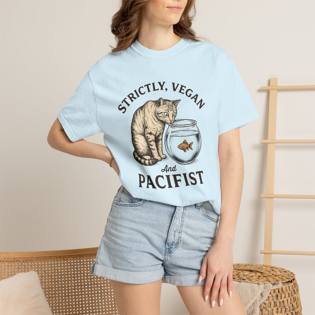 Orange Cat Shirt Cat Comedy Gift Women Hand Painted Tee Kitty T-Shirt Feline Fan Hand Drawn Tshirt Humor Graphic Doodle Fish Tank Tshirt