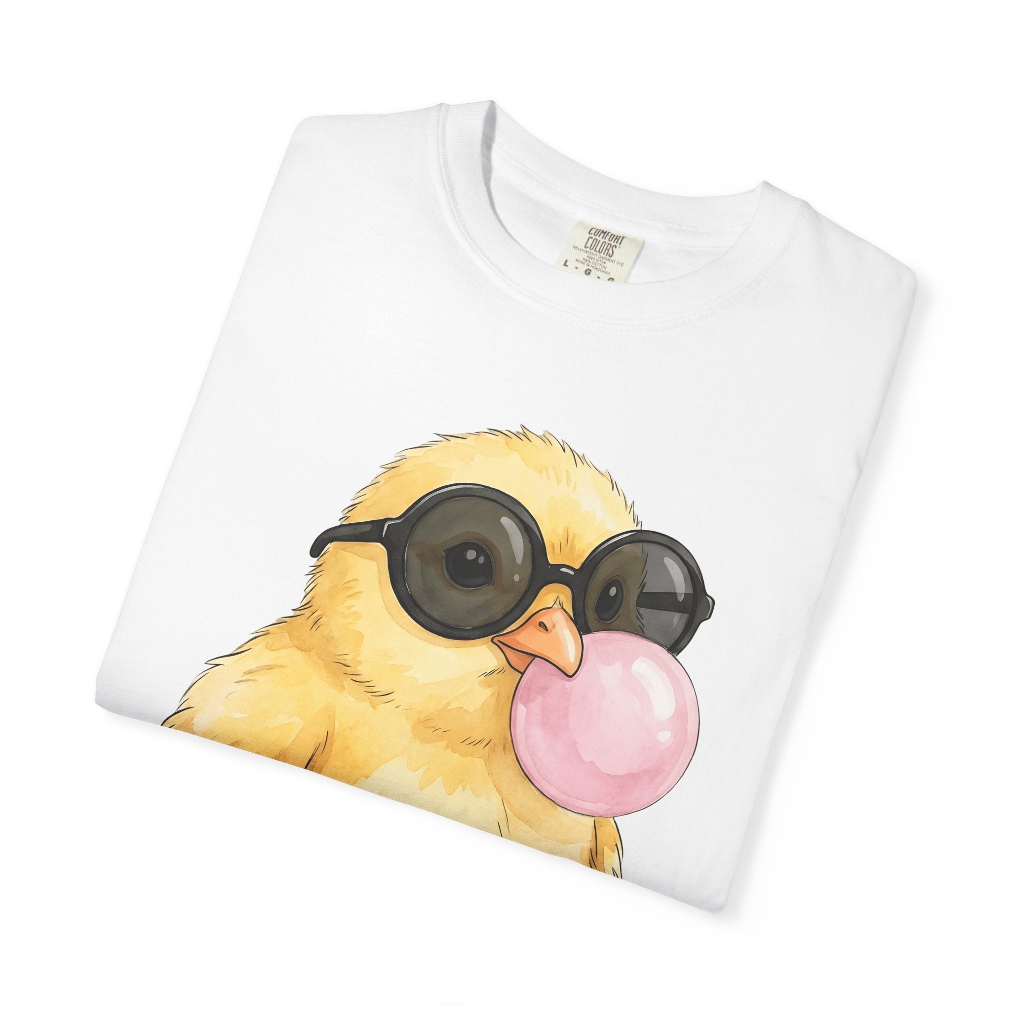 Baby Chick Glasses Shirt Easter Wildlife Gift Women Kawaii Tee Chick T-Shirt Easter Fan Chickadee Graphic Tshirt Brushstroke Chewing Gum