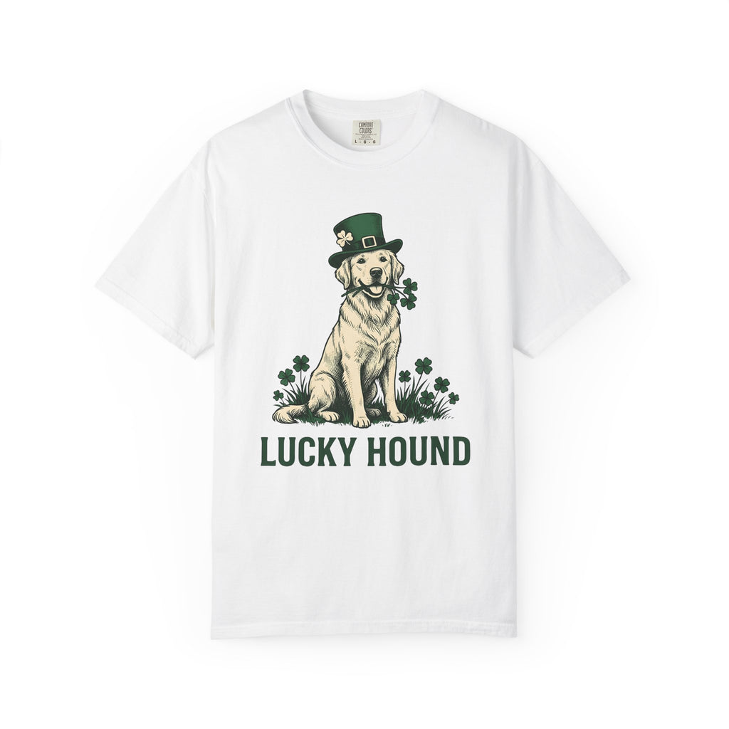 Golden Retriever Shirt St Patrick's Day Dog Gift Women Vintage Tee Retriever T-Shirt Luck Fan Retro Tshirt Dog Graphic Hand Drawn Shamrock