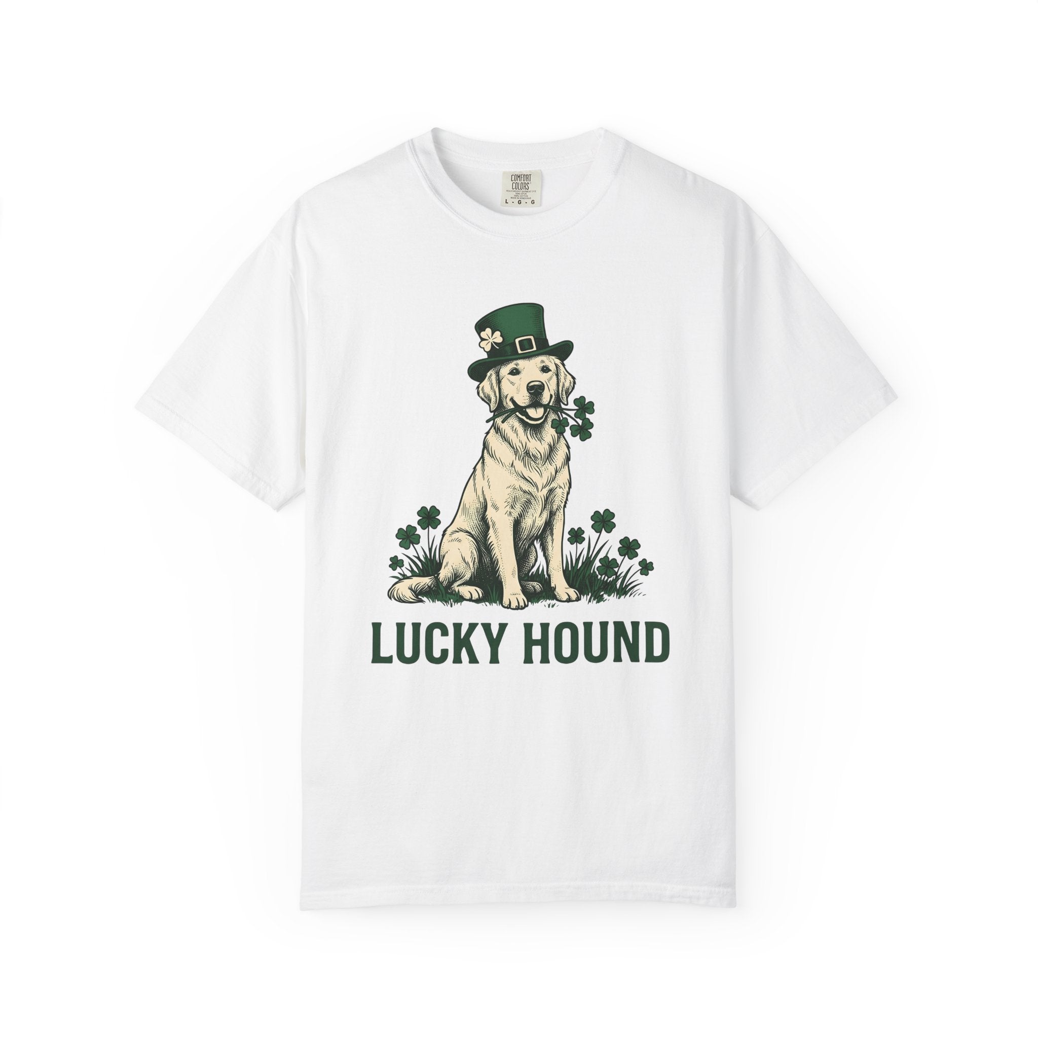 Golden Retriever Shirt St Patrick's Day Dog Gift Women Vintage Tee Retriever T-Shirt Luck Fan Retro Tshirt Dog Graphic Hand Drawn Shamrock