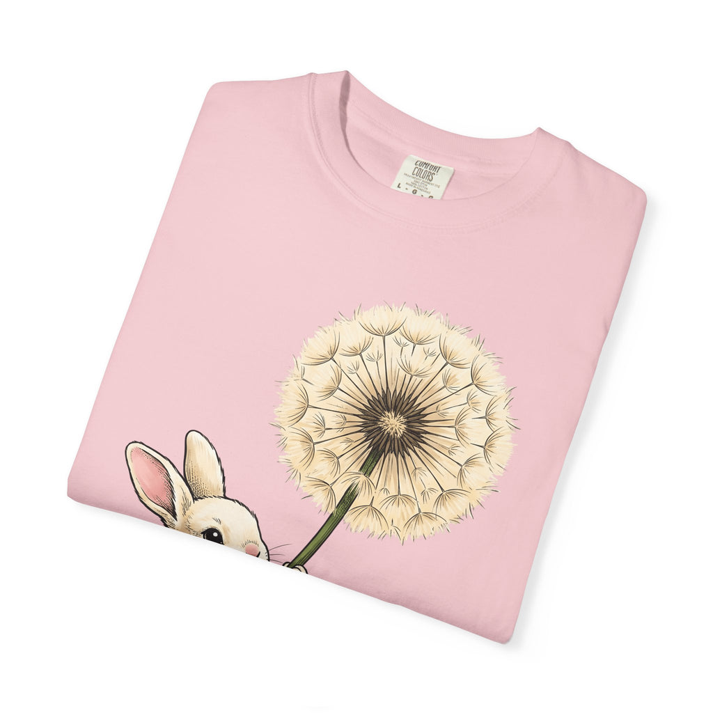 Bunny Dandelion Shirt Cute Animal Gift Women Whimsical Tee Rabbit T-Shirt Kawaii Fan Cartoon Tshirt Creature Graphic Hand Drawn Flower