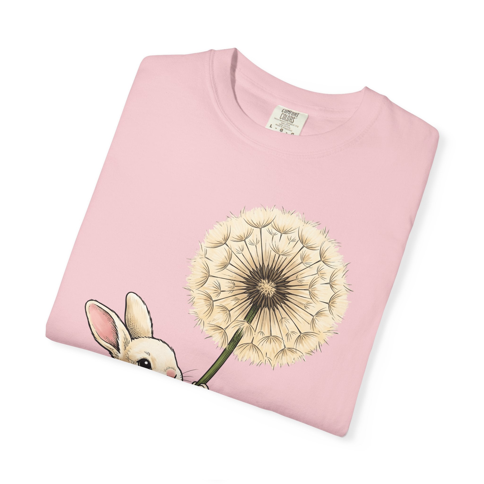 Bunny Dandelion Shirt Cute Animal Gift Women Whimsical Tee Rabbit T-Shirt Kawaii Fan Cartoon Tshirt Creature Graphic Hand Drawn Flower