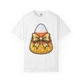 Candy Corn Shirt Halloween Treats Gift Women Shimmer Tee Triangular Candy T-Shirt Spooky Fan Glittery Tshirt Dessert Graphic Adorable Knot