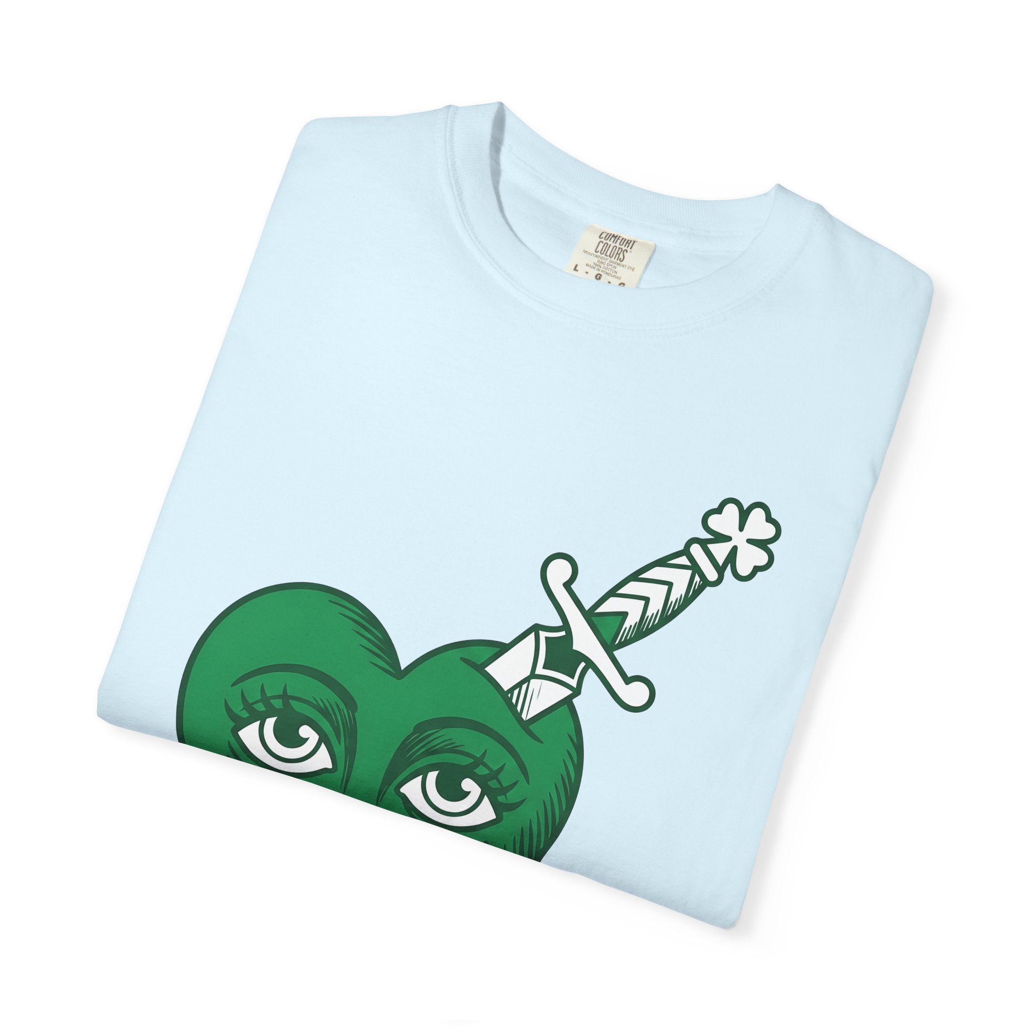 Green Heart Face Shirt St Patricks Day Love Gift Women Tattoo Tee Heart Face T-Shirt Shamrock Fan Tattooed Tshirt Romance Graphic Vintage