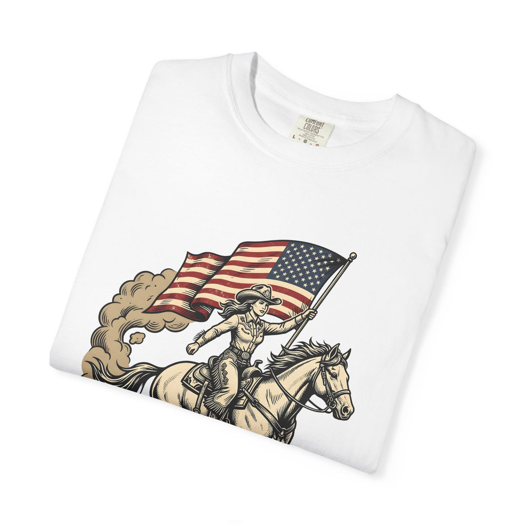 Cowgirl Horse Shirt Cowgirl Western Gift Women Vintage Tee Horseman T-Shirt Cowboy Fan Rodeo Graphic Tshirt Retro American Flag Tshirt