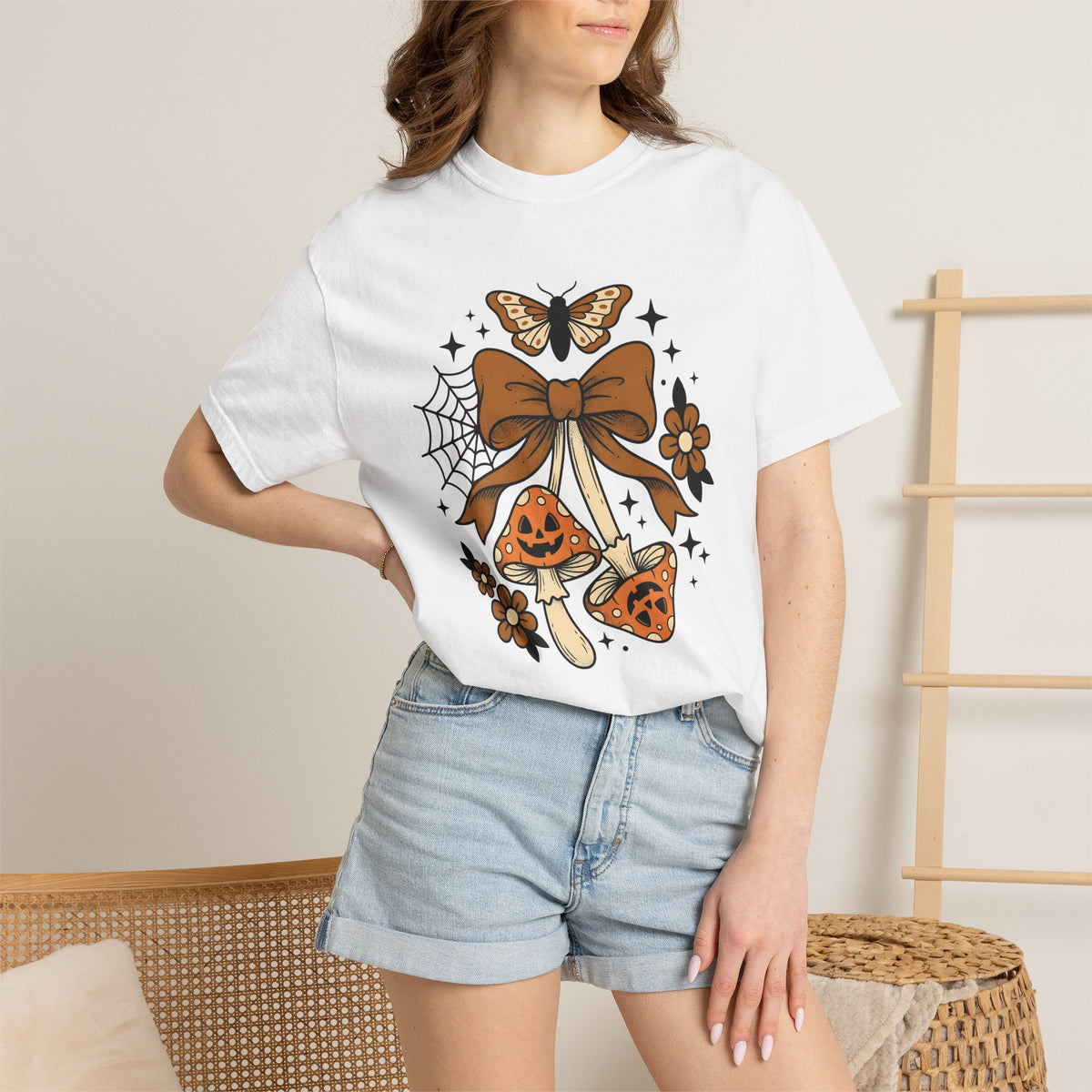 Jack O Lantern Fungi Shirt Halloween Dark Decor Unisex Gift Ink Tee Fungal Art