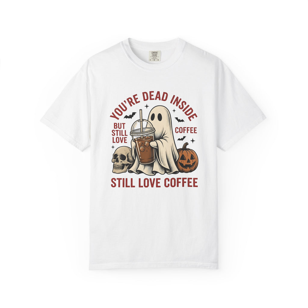 Phantom Coffee Tumbler Shirt Halloween Cafe Gift Women Weathered Tee Travel Mug T-Shirt Spooky Fan Distressed Tshirt Coffee Shop Graphic