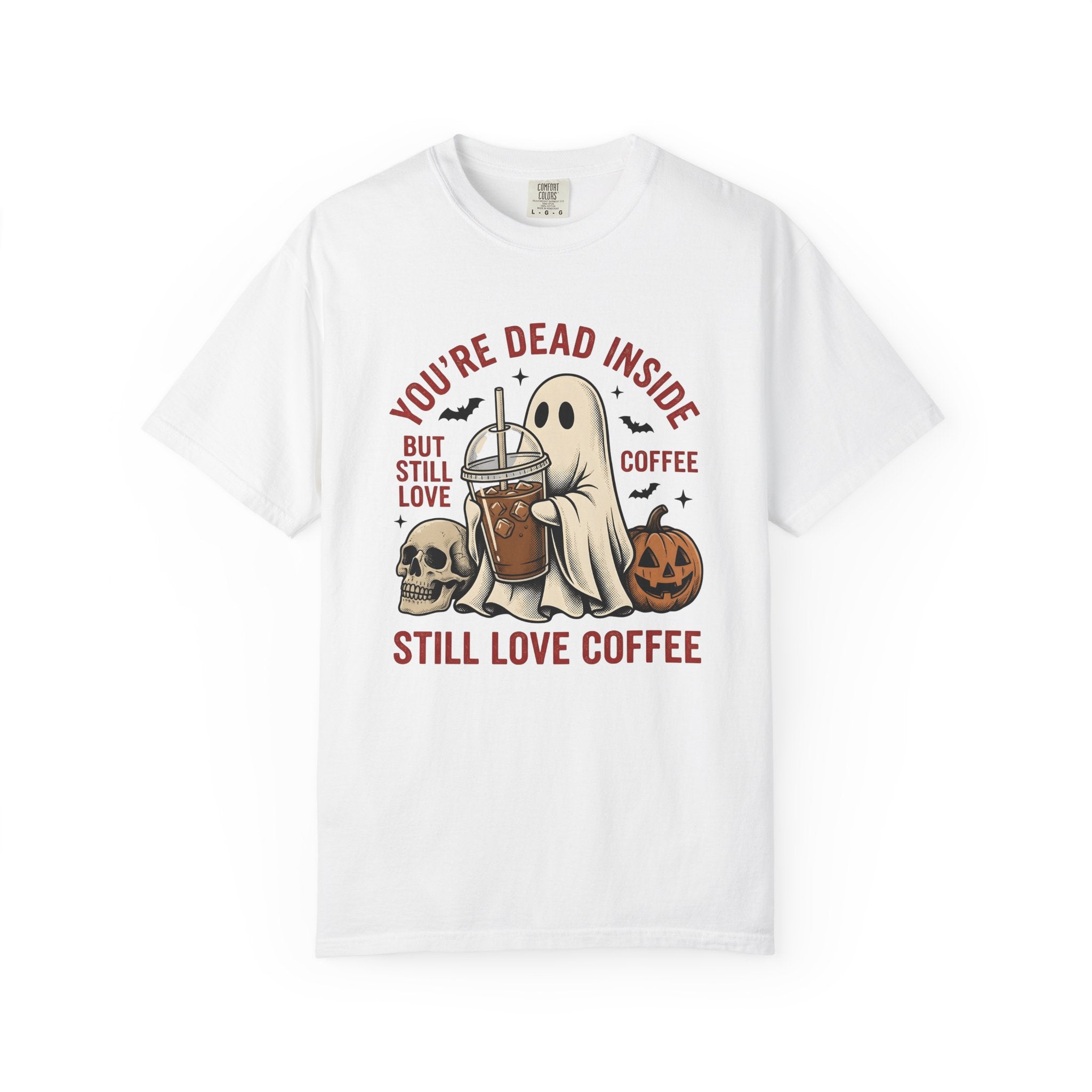 Phantom Coffee Tumbler Shirt Halloween Cafe Gift Women Weathered Tee Travel Mug T-Shirt Spooky Fan Distressed Tshirt Coffee Shop Graphic