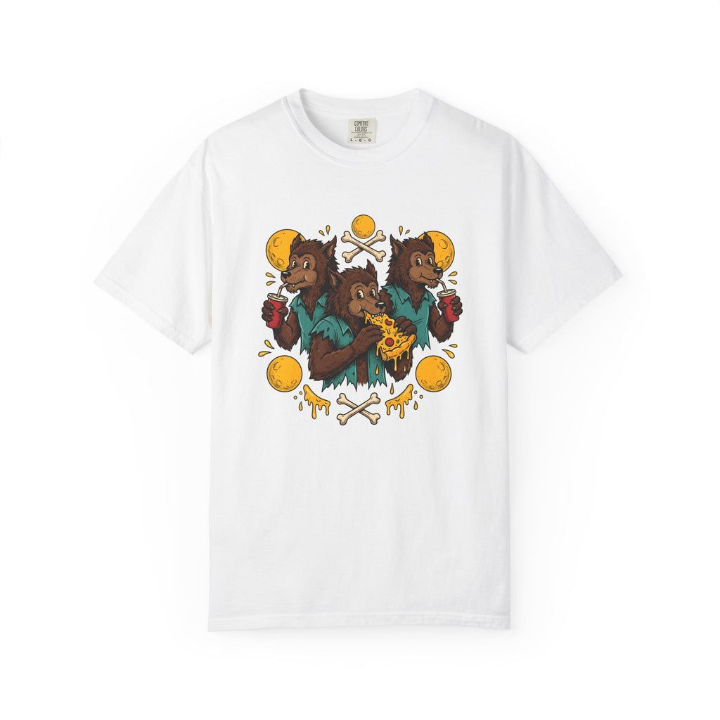Werewolf Group Shirt Halloween Gastronomy Gift Women Animated Tee Wolf Pack T-Shirt Horror Fan Cartoon Tshirt Foodie Graphic Classic Slice