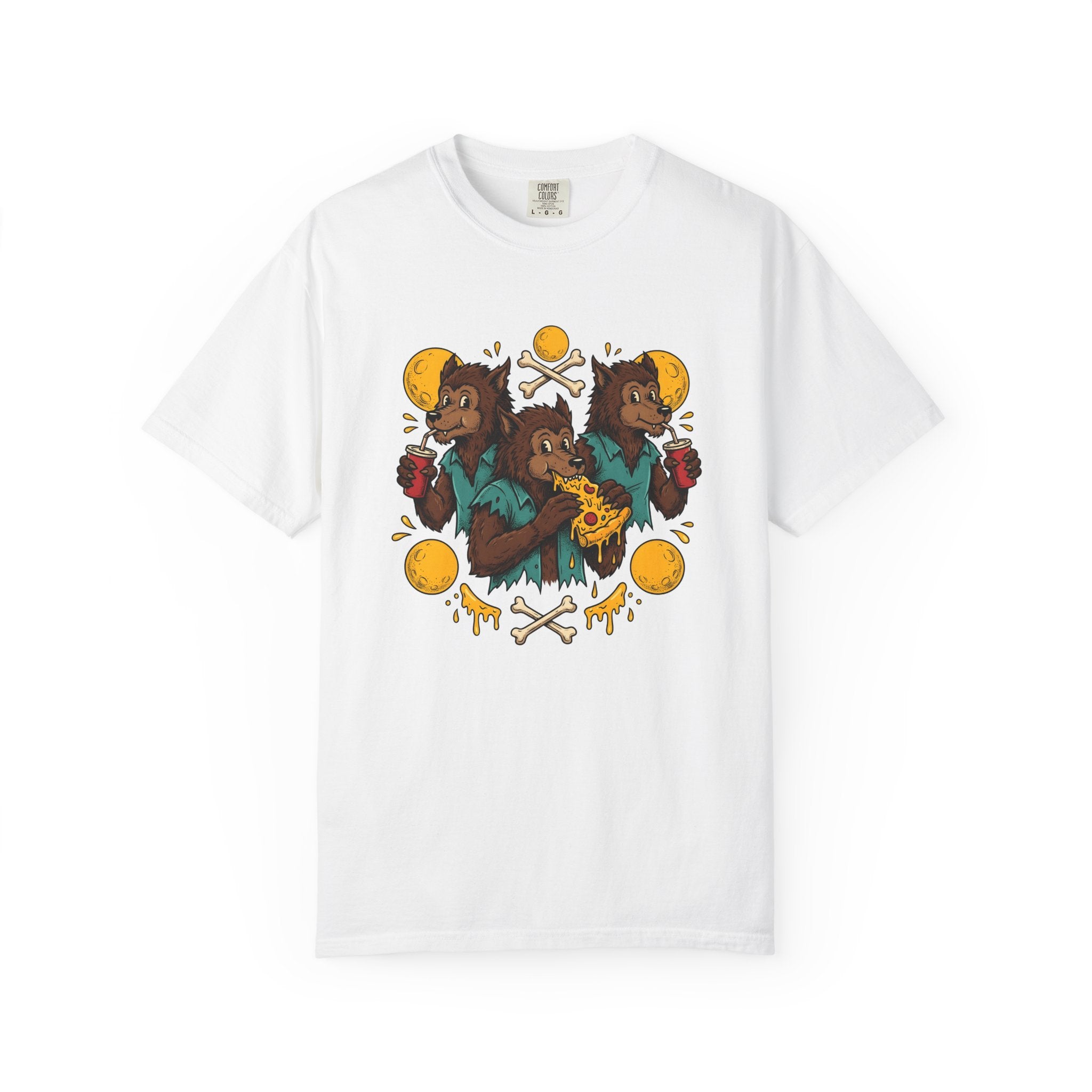 Werewolf Group Shirt Halloween Gastronomy Gift Women Animated Tee Wolf Pack T-Shirt Horror Fan Cartoon Tshirt Foodie Graphic Classic Slice