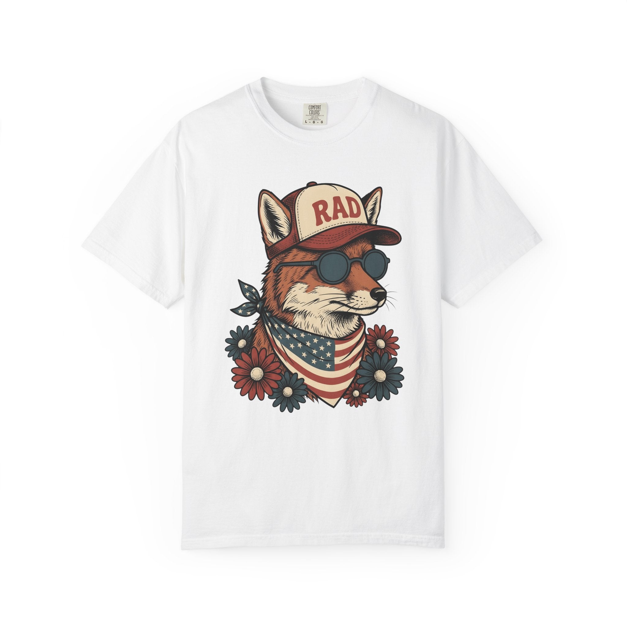 Fox Eyeglasses Shirt 4th Of July Fauna Gift Women Classic Tee Glasses T-Shirt Independence Fan Spectacles Tshirt Wildlife Graphic Line Art