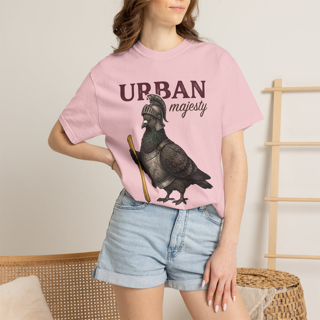 Pigeon In Armor Shirt Funny Fauna Gift Women Antique Tee Dove T-Shirt Humor Fan Vintage Tshirt Wildlife Graphic Line Art Soldier Helmet
