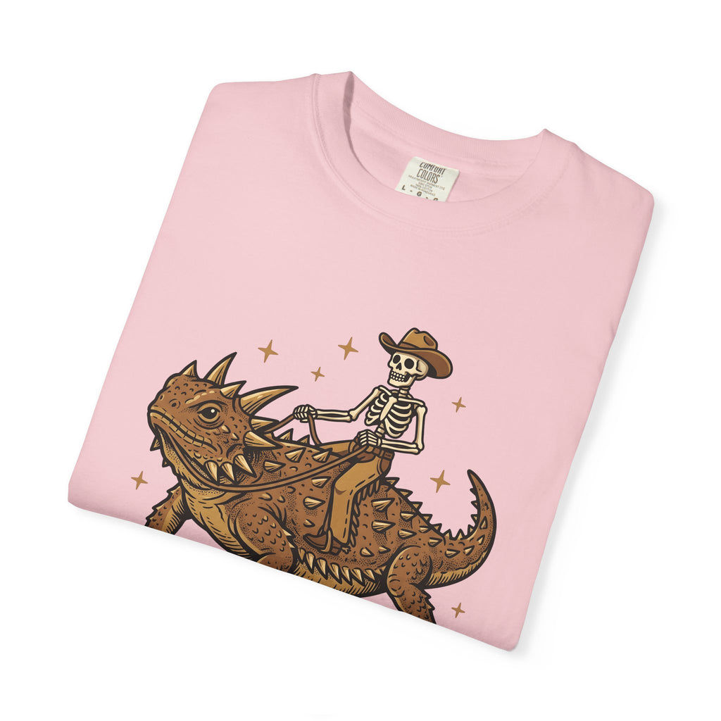 Bony Cowboy Shirt Cowgirl Rodeo Gift Women Traditional Tee Cowpoke T-Shirt Cowgirl Fan Classic Tshirt Rodeo Graphic Ink Drawing Horned Gecko