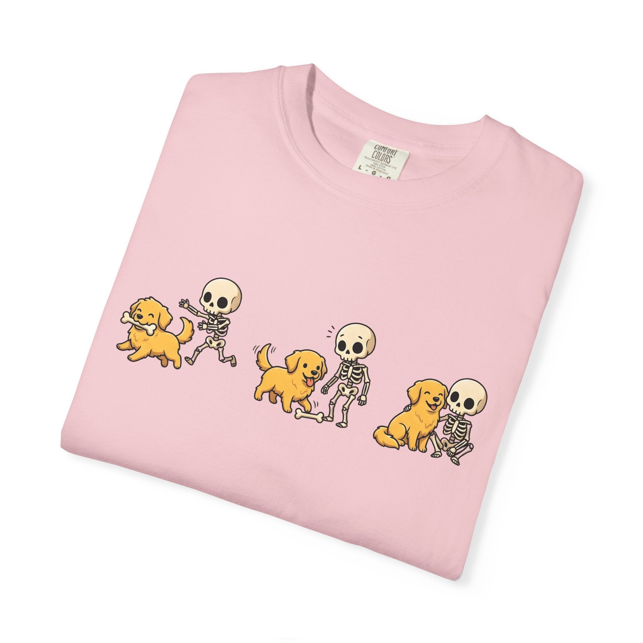 Canine Skeleton Shirt Halloween Pets Gift Women Doodle Tee Dog Skeleton T-Shirt Spooky Fan Dog Graphic Dog Illustration Whimsical Bone