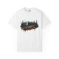 Kayak Bird Shirt Camping Exploration Gift Women Sketch Tee Heron T-Shirt Camper Fan Hand Drawn Tshirt Adventure Graphic Retro Fir Trees