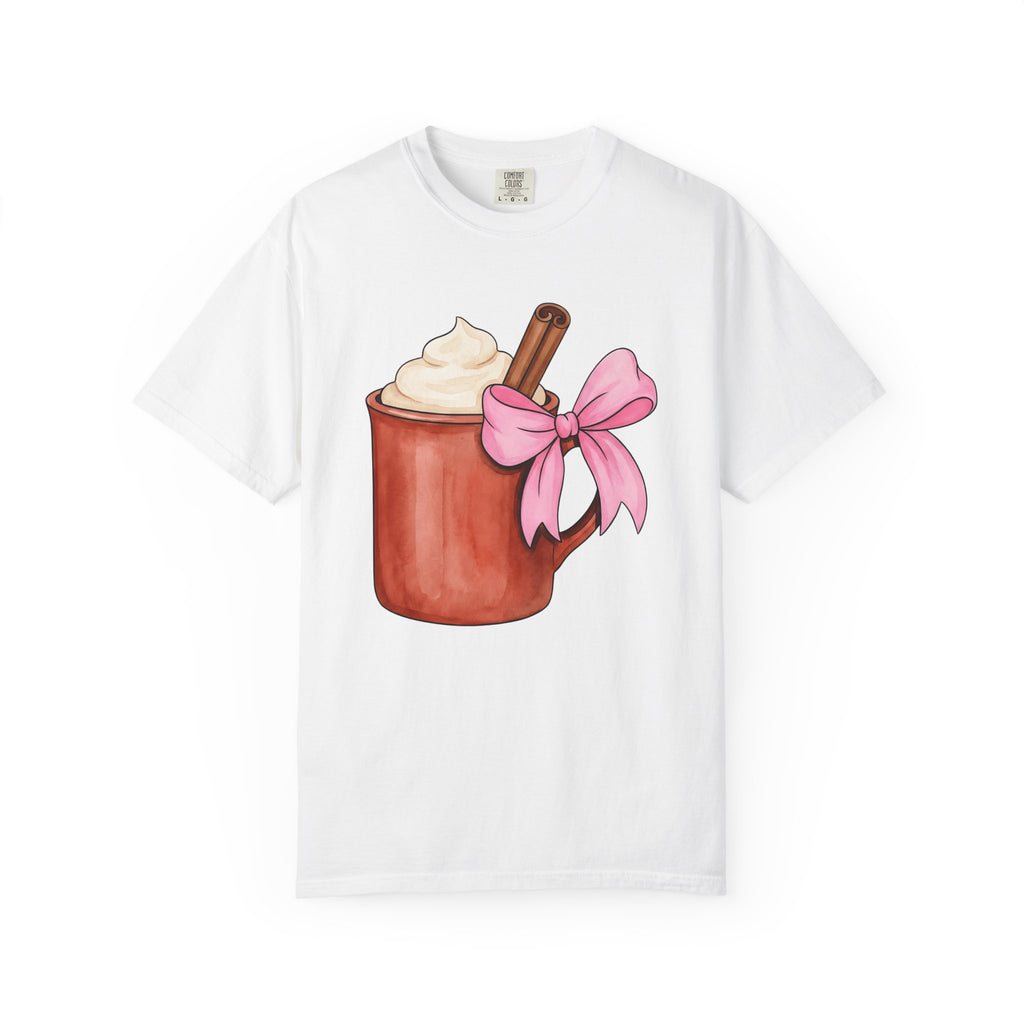 Hot Chocolate Mug Shirt Holiday Coffee Gift Women Watercolor Tee Cocoa Mug T-Shirt Christmas Fan Painted Tshirt Coffee Bean Graphic Hand
