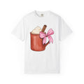 Hot Chocolate Mug Shirt Holiday Coffee Gift Women Watercolor Tee Cocoa Mug T-Shirt Christmas Fan Painted Tshirt Coffee Bean Graphic Hand