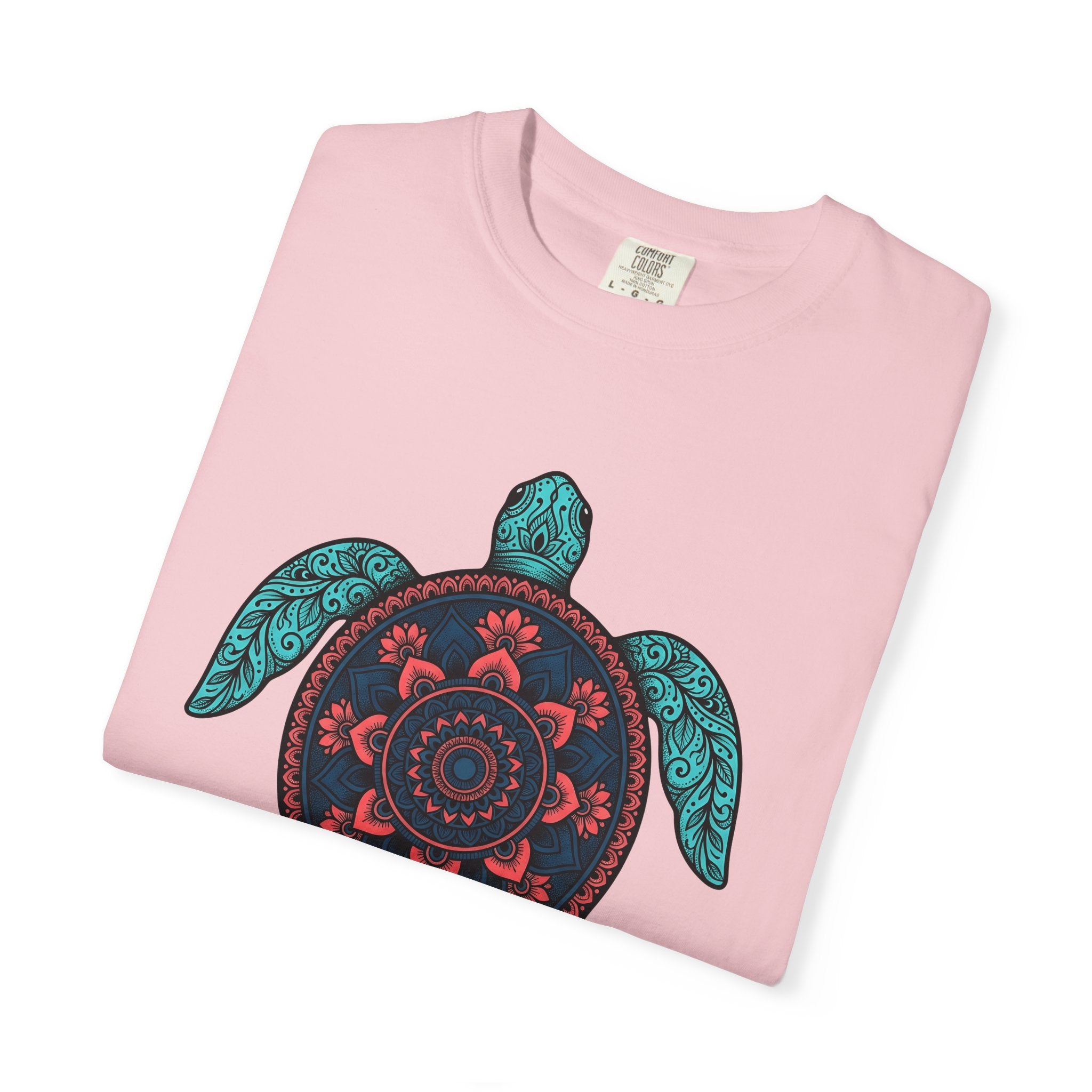Mandala Turtle Shirt Boho Chic Aquatic Gift Women Gypsy Tee Turtle T-Shirt Bohemian Fan Tribal Tshirt Marine Graphic Outline Bloom Tshirt