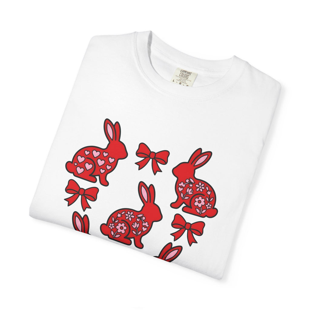 Rabbit Art Shirt St. Valentine's Day Fauna Gift Women Playful Tee Bunny T-Shirt Valentine Fan Cute Tshirt Wildlife Graphic Ethnic Love Icon