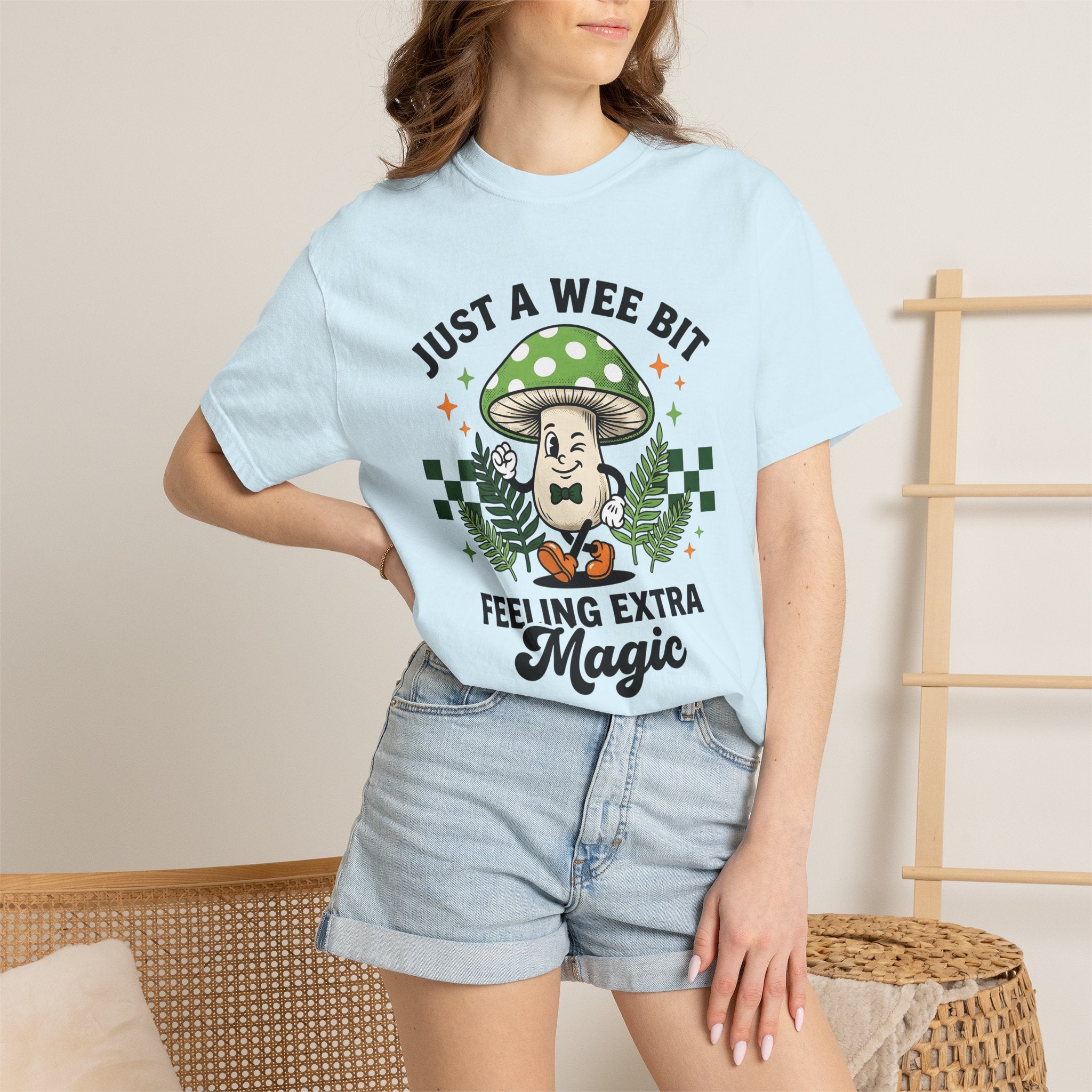 Shroom Character Shirt St Patrick's Day Mysticism Gift Women Sketch Tee Mushroom T-Shirt Luck Enthusiast Drawing Illustration Old School