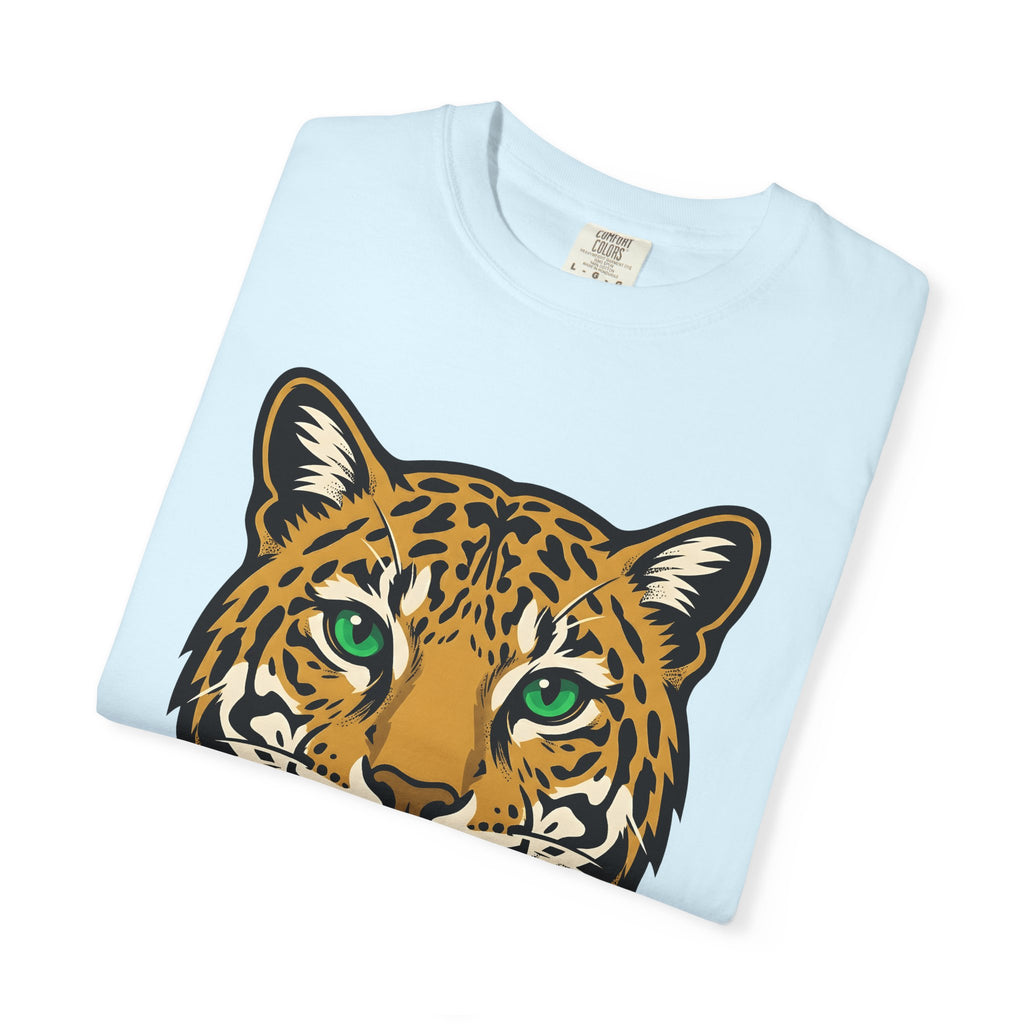 Leopard Face Shirt Cat Wildlife Gift Women Graphic Tee Leopard T-Shirt Cat Fan Abstract Tshirt Wildlife Illustration Graphic Bold Green Eyes