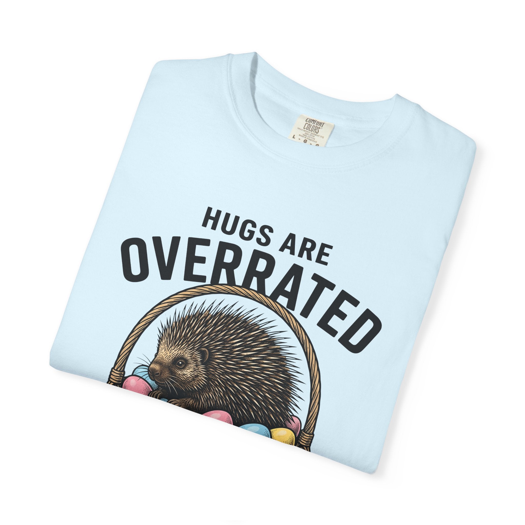 Porcupine Basket Shirt Easter Animal Gift Women Vintage Tee Wickerwork T-Shirt Easter Fan Retro Tshirt Wildlife Graphic Hand Drawn Easter