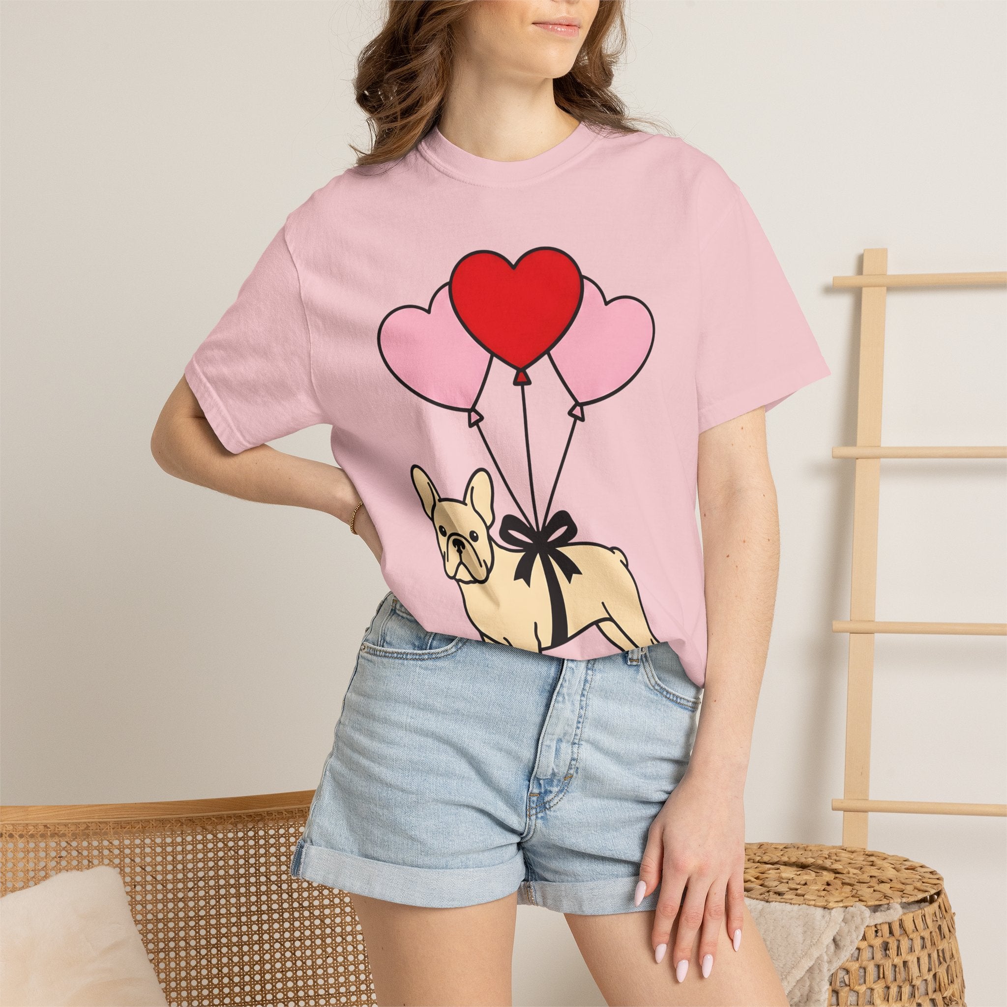 French Bulldog Shirt St. Valentine's Day Puppies Gift Women Doodle Tee Bouledogue T-Shirt Valentine Fan Hand Drawn Tshirt Puppy Graphic