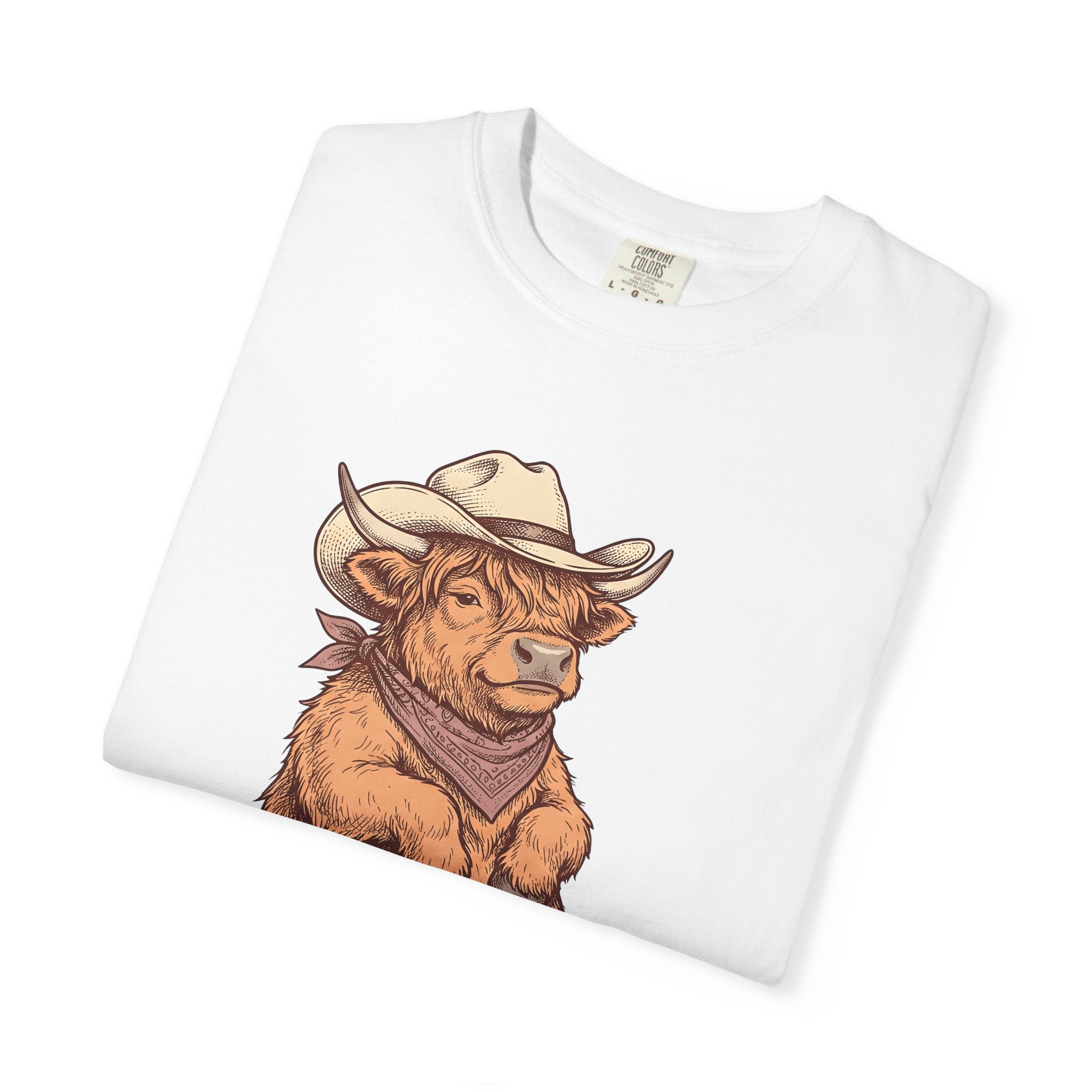 Highland Cow Shirt Cowgirl Western Gift Women Hand Drawn Tee Heifer T-Shirt Cowgirl Fan Illustrated Graphic Tshirt Vintage Cowboy Hat Tshirt
