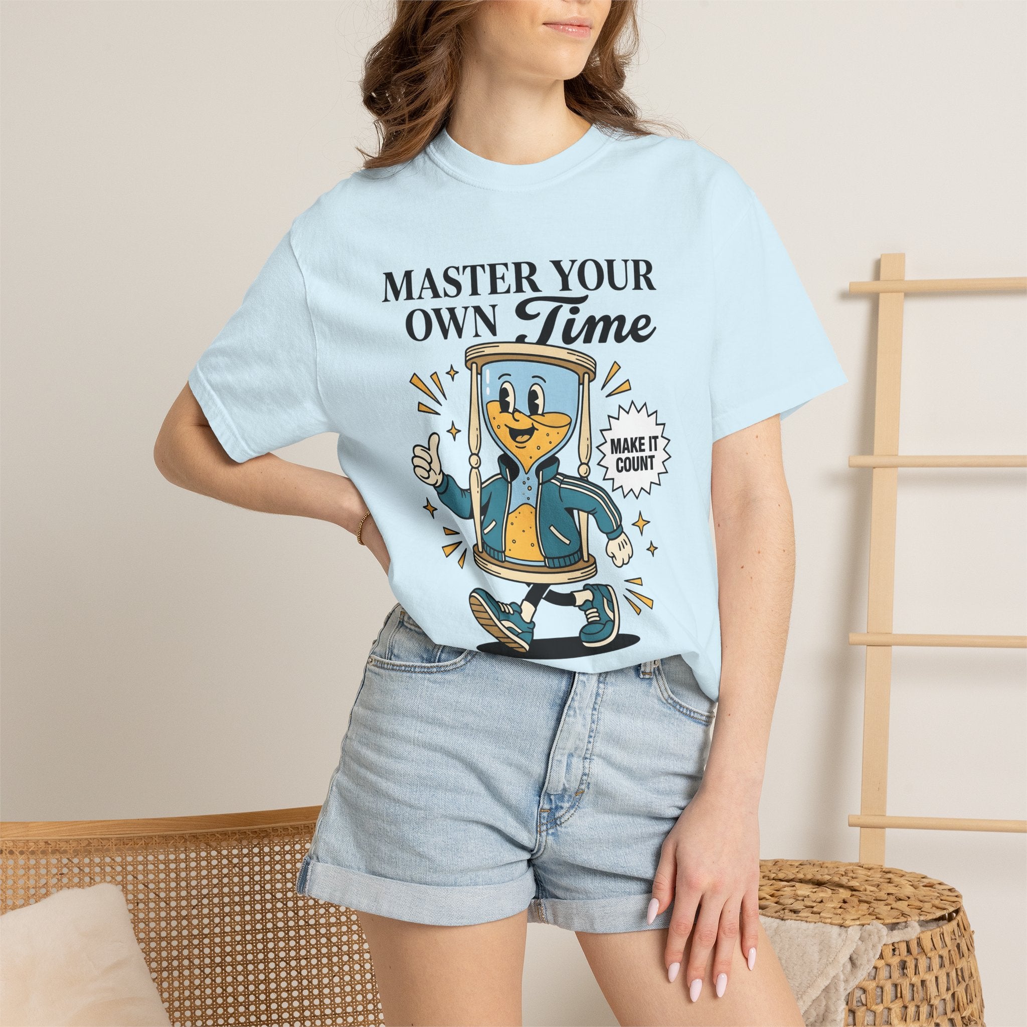 Hourglass Character Shirt Motivational Positivity Gift Women Cartoon Tee Sand Timer T-Shirt Inspiration Enthusiast Comic Tshirt Optimism