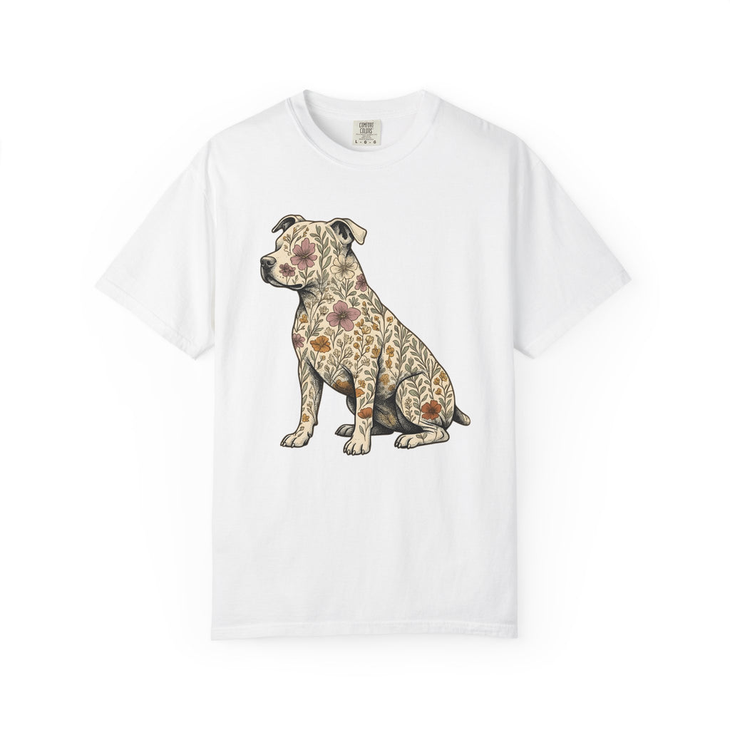 Blossom Dog Shirt Dog Wildlife Gift Women Tribal Tee Puppy T-Shirt Dog Fan Canine Graphic Tshirt Classic Garden Flowers Tshirt