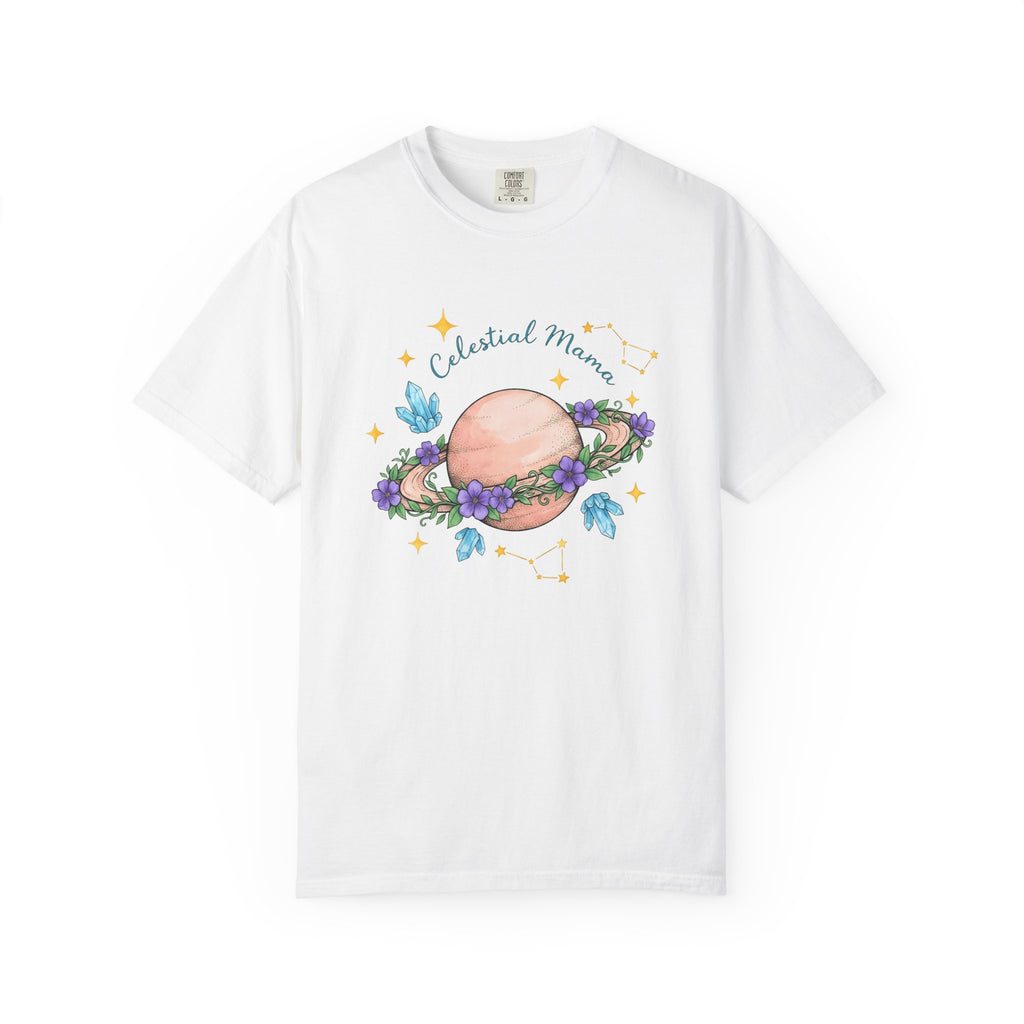 Flower Planet Shirt Boho Chic Astrology Gift Women Fantasy Tee Galaxy T-Shirt Bohemian Enthusiast Mystical Tshirt Zodiac Graphic Brushstroke