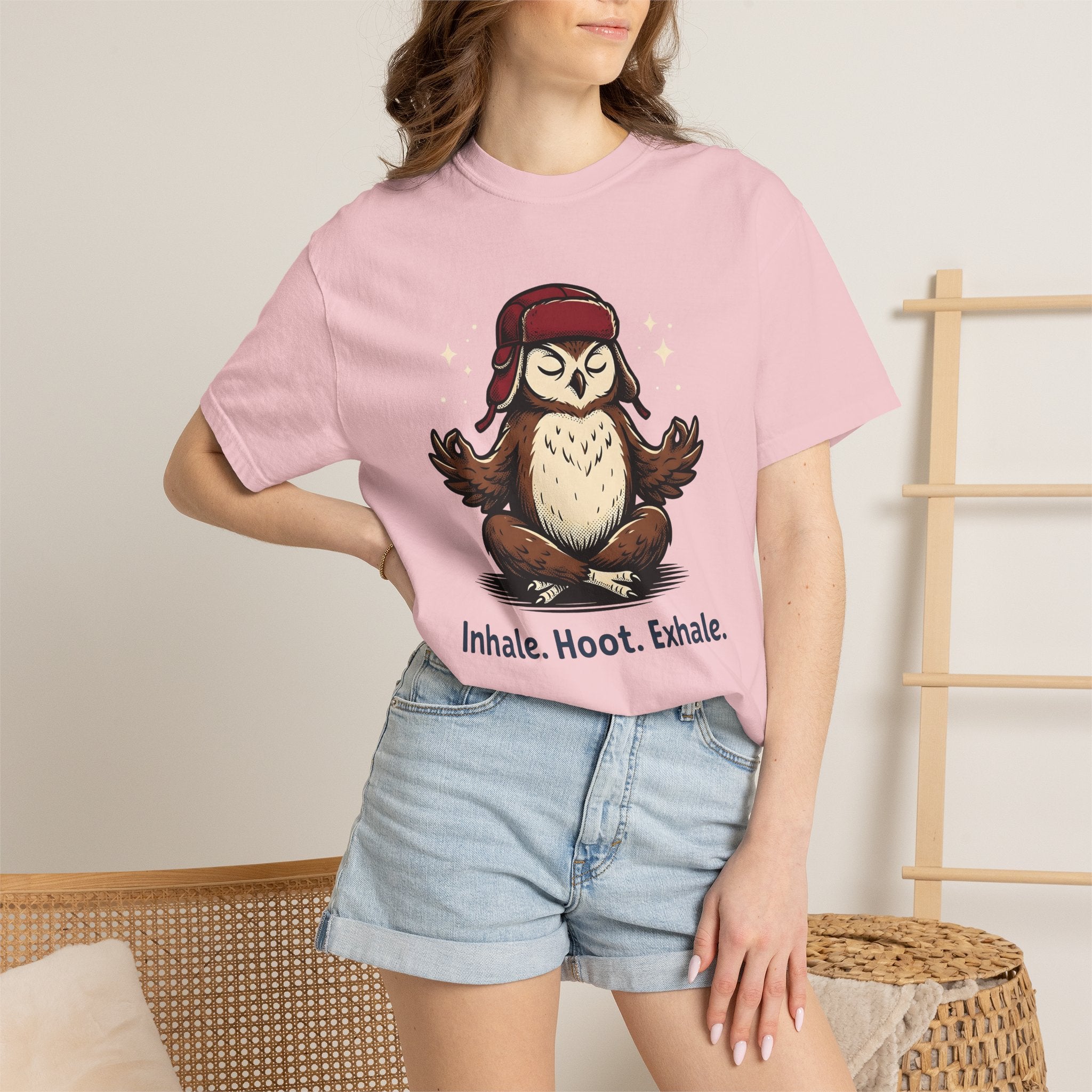 Zen Owl Shirt Yoga Relaxation Gift Women Hand Drawn Tee Owl T-Shirt Yoga Enthusiast Hoot Illustration Chill Graphic Sketch Beanie Tshirt